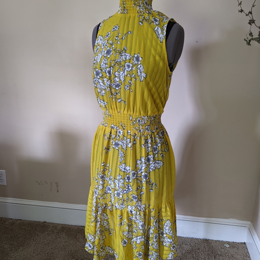 Nanette Lepore, yellow dress, sheer, size 4